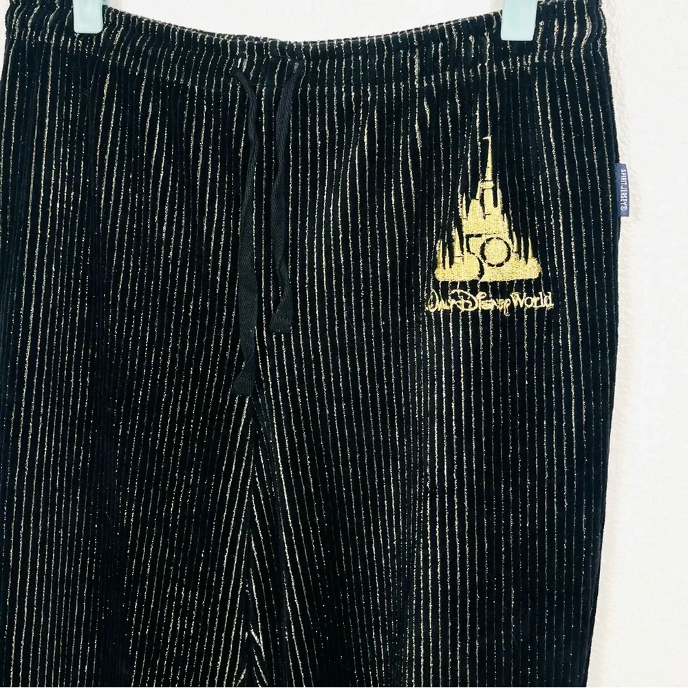 NWT Disney Parks Spirit Jersey Luxe Logo Black/Gold Hoodie Pants Set Adult Small